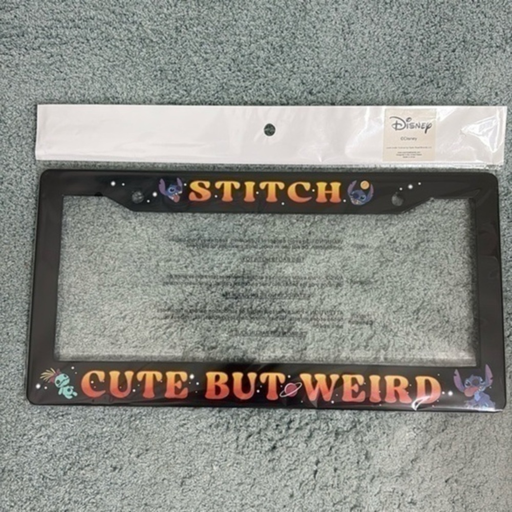 Disney Stitch Cute But Weird Plastic License  Plate Frame